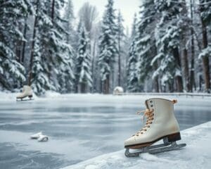 Eislaufbahn im Winterwald: Kufen über Schnee