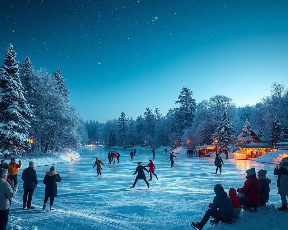 Eislaufshows auf gefrorenen Seen bestaunen